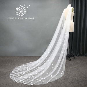 CLARA cape, 3D silk flower wedding cape, floral bridal cape, long cape, wedding cape, wedding veil, bridal veil, custom-made wedding cape