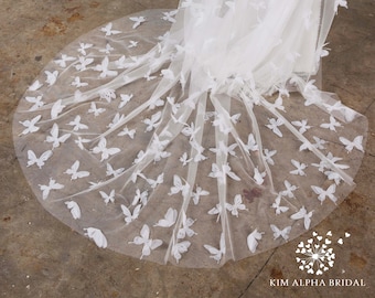 Brautschleier Schmetterling: Glitzer Tüll, 3D Organza Schmetterlinge