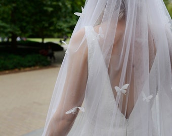AUTUMN veil, butterfly veil, fingertip veil, sparkle veil, sheer veil, glitter veil, bridal veil, wedding veil,