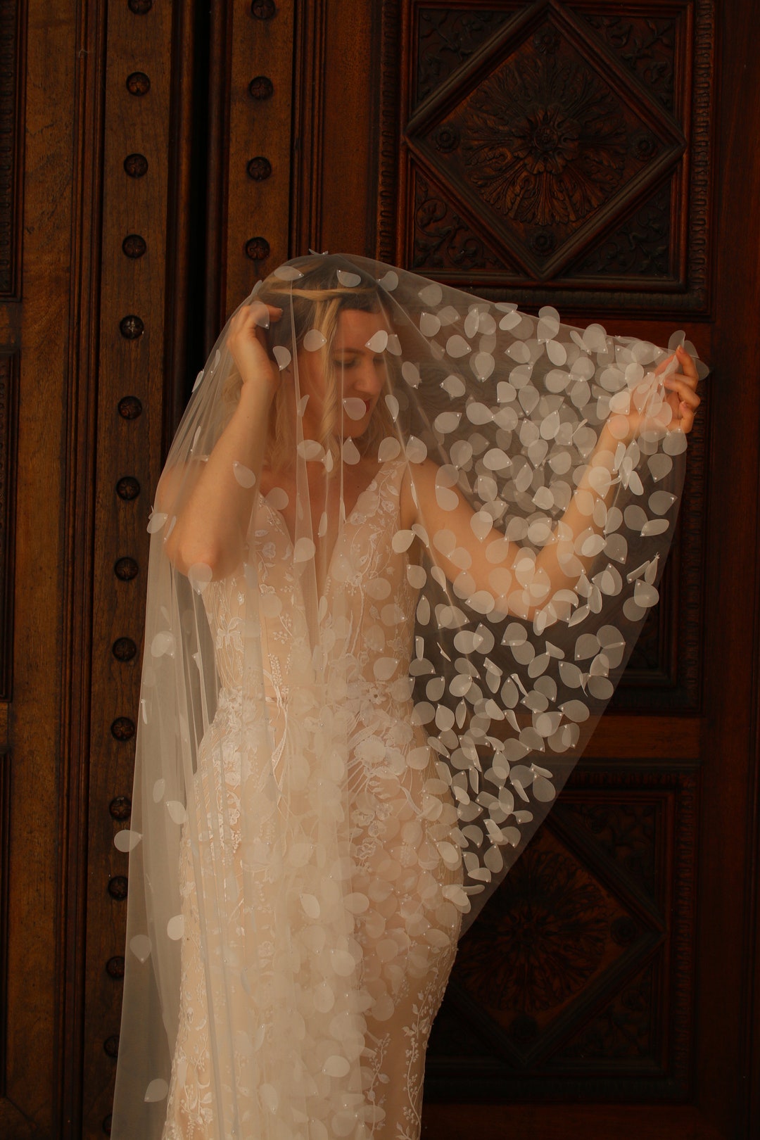 MELODIA Flower Petal Veil Cathedral Veil Wedding Veil Etsy