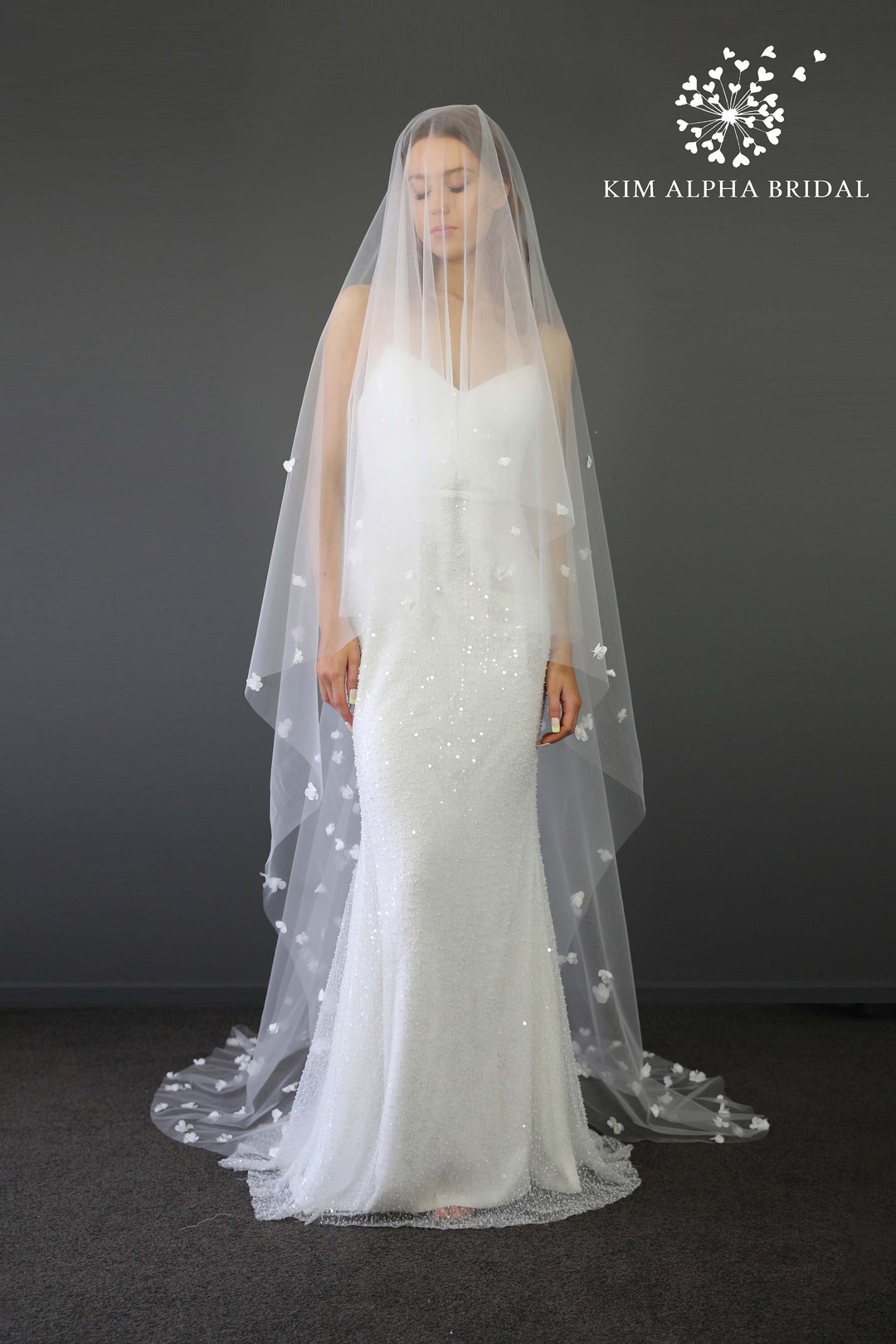 Veil 3D Flowers 2 Tier Bridal Veil With Blusher
