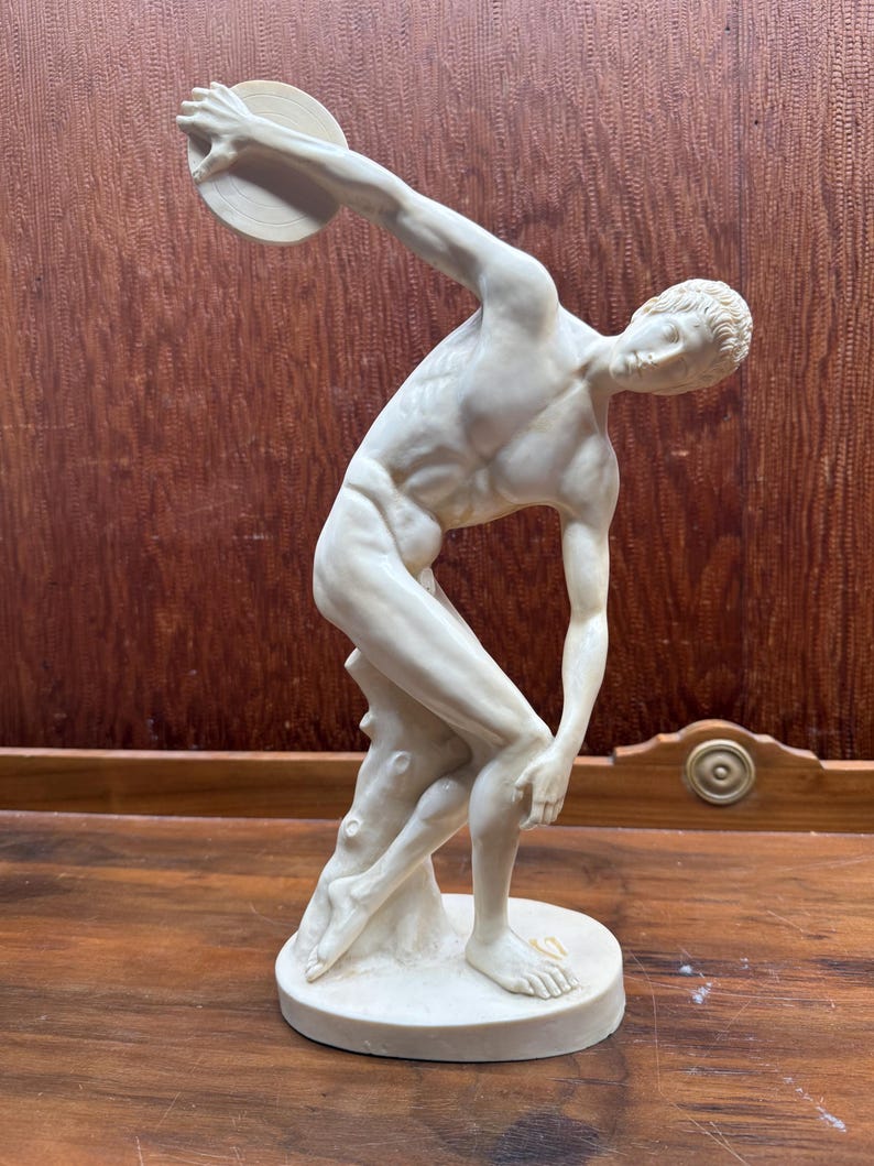 Disciss Statue Vintage A Santini Discus Thrower Statue 17” Made in Italy Classical ...