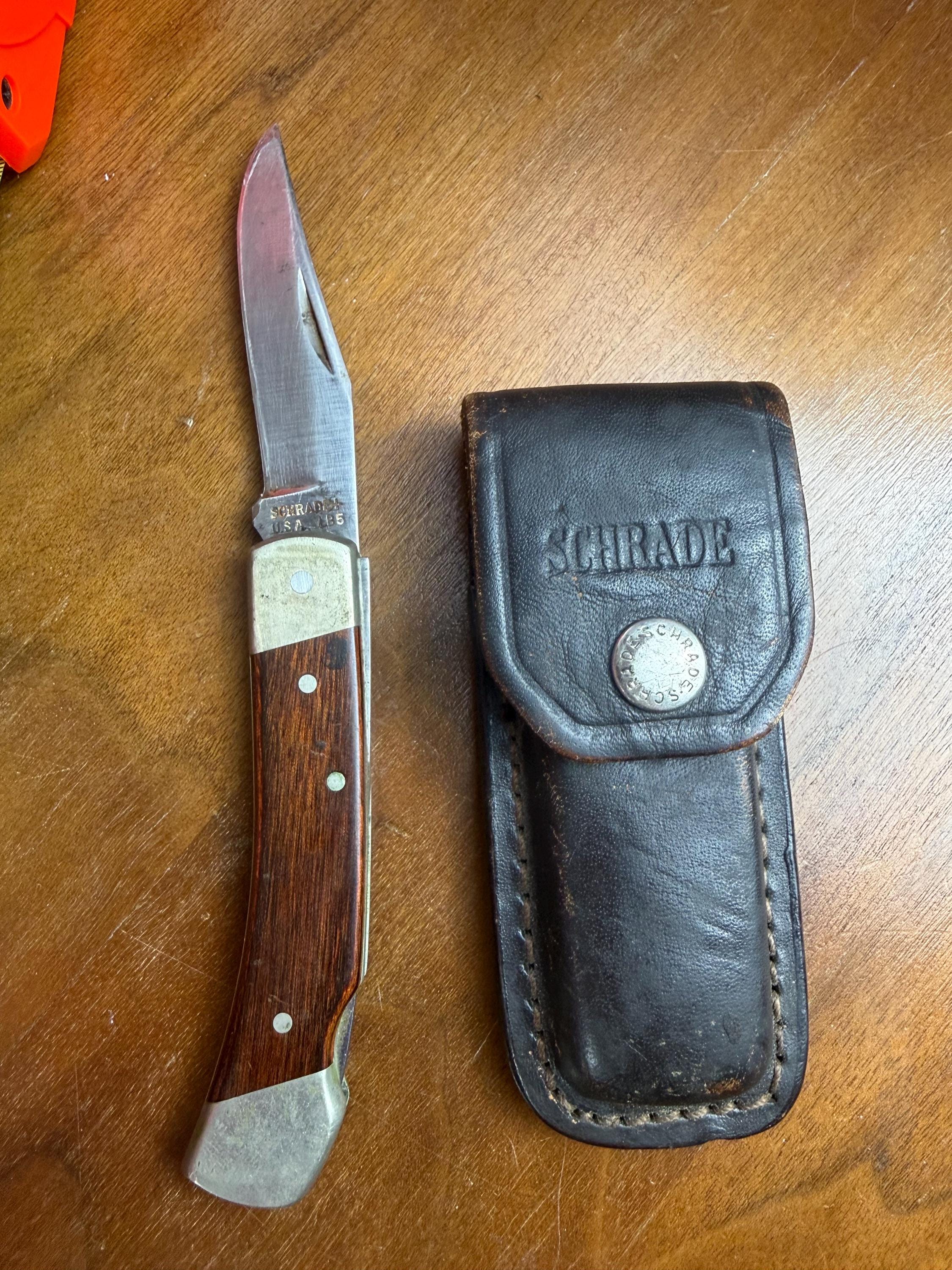 Vintage Schrade USA LB5 Lockback Folding Knife W/ Original Leather 