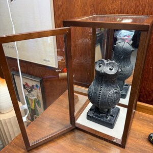 Van Hygan & Smythe wooden glass mirrored display case stackable 19” tall 10.5” wide opens to the Left