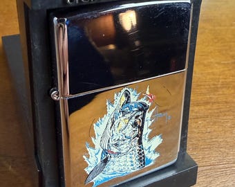 Brushed Chrome Zippo Signed by Guy Harvey 1994 brand new ZIPPO W/ TARPON ARTWORK