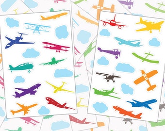 Airplane Sticker Sheet, Plane Sticker, Cute Sticker Sheet, Airplane Gift, Airplane Decor, Party Favors, Airplane Clipart, Airplane Sticker