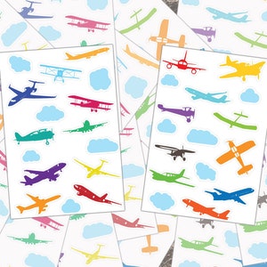Airplane Sticker Sheet, Plane Sticker, Cute Sticker Sheet, Airplane Gift, Airplane Decor, Party Favors, Airplane Clipart, Airplane Sticker