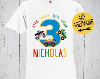 Personalized Monster Truck Birthday Shirt, Monster Truck Shirt, Monster Trucks, Monster Truck Party, Monster Truck Tshirt, Any Age Birthday