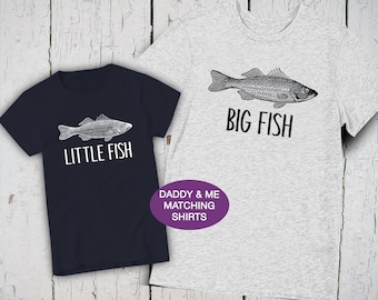 Big Fish Little Fish Shirts, Fathers Day Shirt, Dad Shirts, Big Little Reveal, Father Son Shirts, Matching Family Outfits, Fishing T Shirts