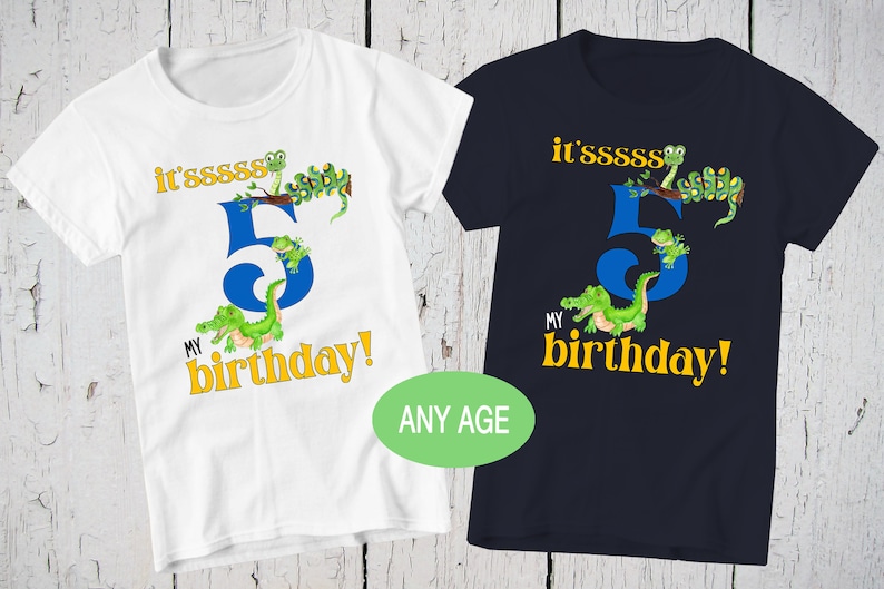 It's My Birthday, Nature Shirt, Reptile Shirt, Cute Snake T Shirt, Crocodile Shirt, 5th Birthday, Boy Snake Shirt, Frog Shirt, Birthday Tees image 1