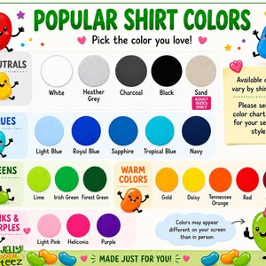 a poster with different colors of shirts