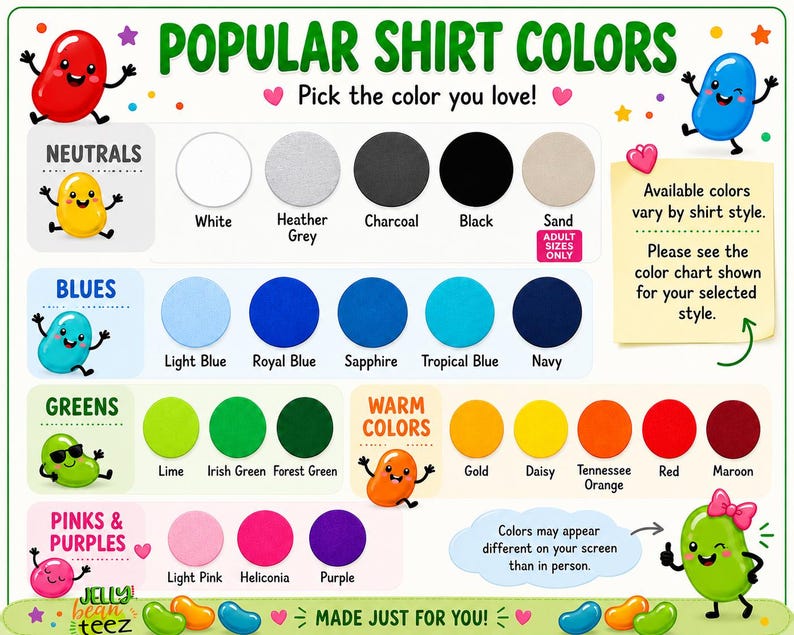 a poster with different colors of shirts
