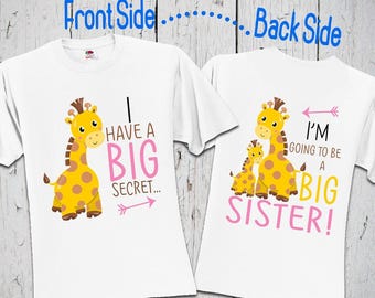 I Have A Big Secret, I'm Going To Be A Big Sister, Giraffe Shirt, Big Sister Tshirt, Big Sister Shirt, Big Sister Gift, Baby Announcement