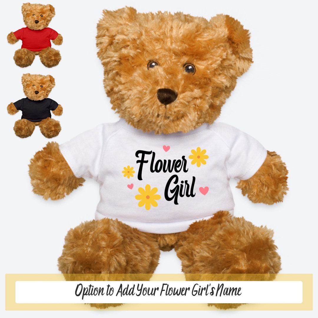 Flower Girl Bear Gift, Brown Teddy Little Girl Gift, Stuffed Bear, Will