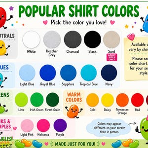 a poster with different colors of shirts