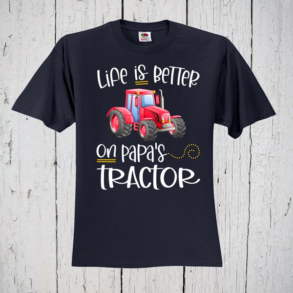 Life Is Better on Papa's Red Tractor, Farm Tractor Shirt, Papas Girl, Farm Shirt, Farm Tractor Print, Tractor Party, Farm Birthday Party