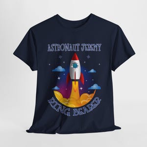 Personalized Astronaut Ring Bearer Shirt for Boys, Rocket Ship Wedding Tee, Space Theme Ring Bearer Proposal Outfit for Kids