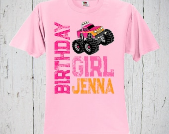 Truck Birthday Shirt, Birthday Girl, Personalized Shirt, Monster Truck Party, Monster Truck Tshirt, 4th Birthday Shirt, 5th Birthday Shirt