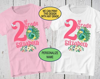 Back To School Shirt, Peacock Shirt, Personalized Shirt, School Shirt, Custom Shirt, Second Grade Shirt, School Shirts, School Spirit Shirts