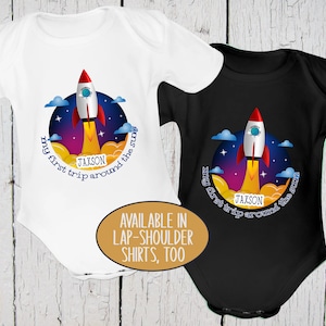 First Trip Around The Sun Birthday, 1st Birthday Shirt, Rocket Ship Birthday Shirt, Spaceship Birthday Shirt, Baby Boy First Birthday