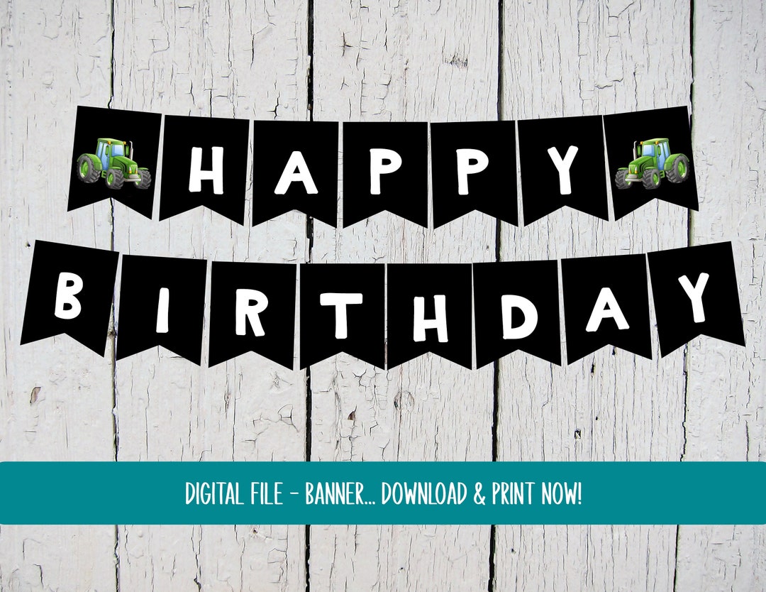 Tractor Birthday Banner DIGITAL Download, Tractor Party Printable, Farm ...