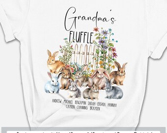 Grandma's Fluffle Shirt, Easter Bunny Rabbit Gift For Grandmother, Personalized Shirt for Grandma, Mothers Day Shirt, Nana Shirt, Flower Tee