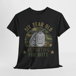 Personalized Military Birthday Party Shirt, Reporting For Duty Kids Birthday Shirt, Dog Tags Camouflage USA Soldier Patriotic Birthday Gift
