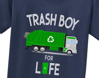 Trash Boy For Life Shirt, Fun Garbage Truck Shirt for Kids, Recycling Truck T-Shirt Eco-Friendly Gift for Kid, Cute Boys Trash Collector Tee