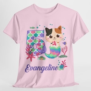 Meowmaid Birthday Shirt, Girls Mermaid Shirt, Cat Mermaid, Under Sea Party, Cat Lover Gift, Personalized Shirt, Ocean Shirt, Kitty Mermaid