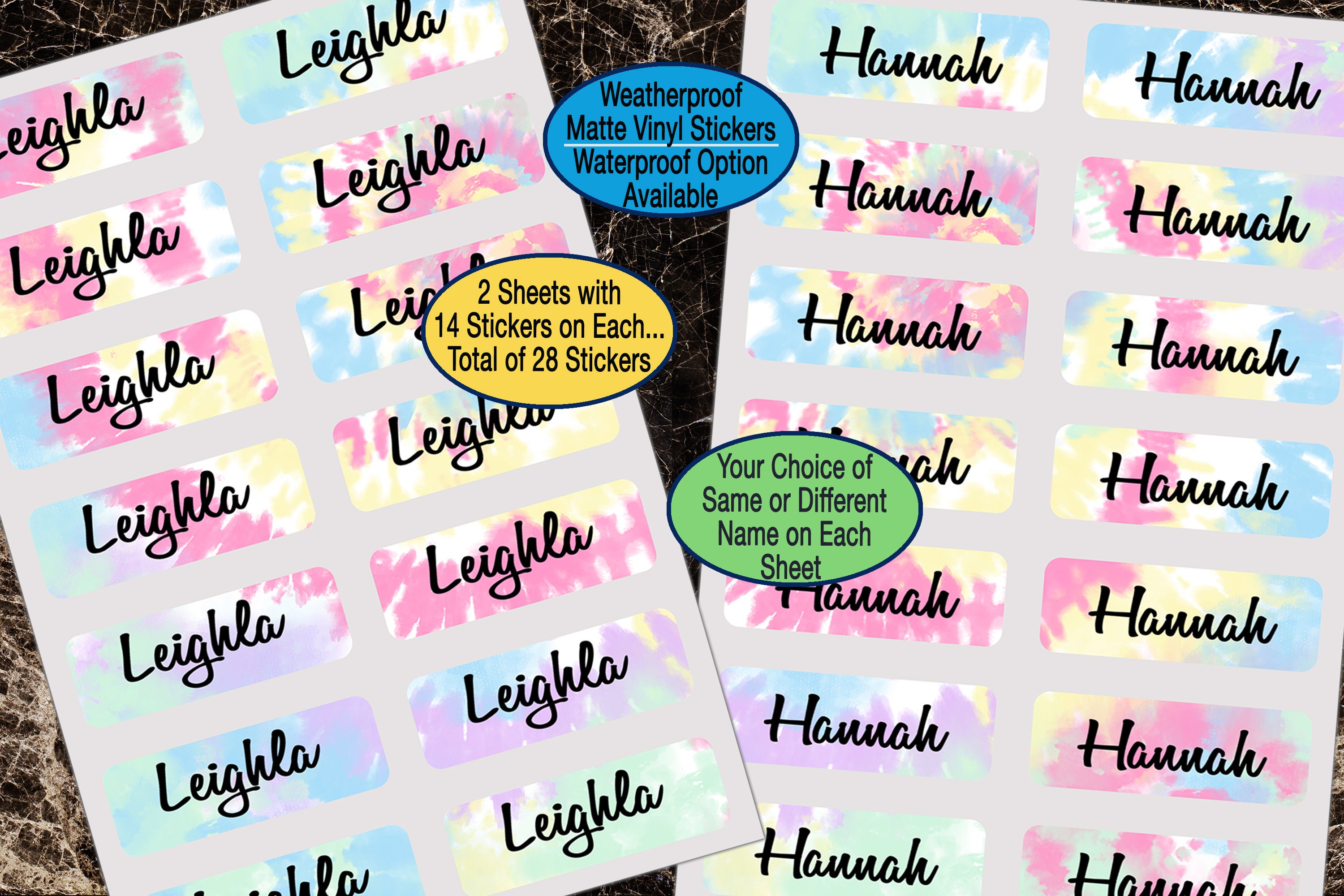 Kids Name Stickers, Tie Dye Labels, Kids Name Labels, Daycare Name La…