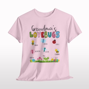 Grandma's Love bugs Shirt, Grandma Lovebugs, Personalized Gift for Gigi, Memaw Tee, Mimi Grammy, Mother's Day, Butterfly Ladybug Bumble Bee