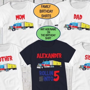 Semi Truck Birthday, Custom Shirt, Matching Shirts, Big Rig, Truck Party, Trucker Shirt, Truck Driver, Tractor Trailer, Articulated Lorry