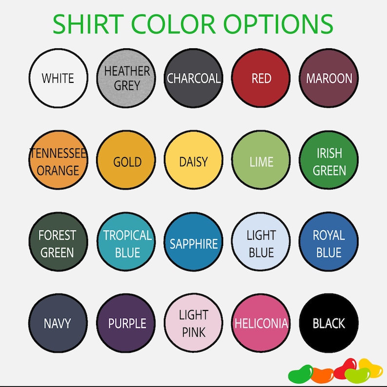a set of different color options for a shirt