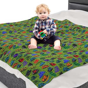Semi Trucks Velveteen Blanket, Baby Boy Blanket, Trucker Gift, Baby Room Decor, Truck Driver Gift, Baby Shower Gift For Dad, Nursery Bedding