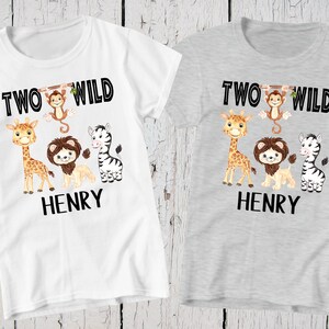 Two Wild Shirt, Wild Birthday, Personalized Shirt, 2nd Birthday Shirt, Second Birthday Boy, Custom Zoo Birthday Shirt, Two Shirt, Zoo Animal