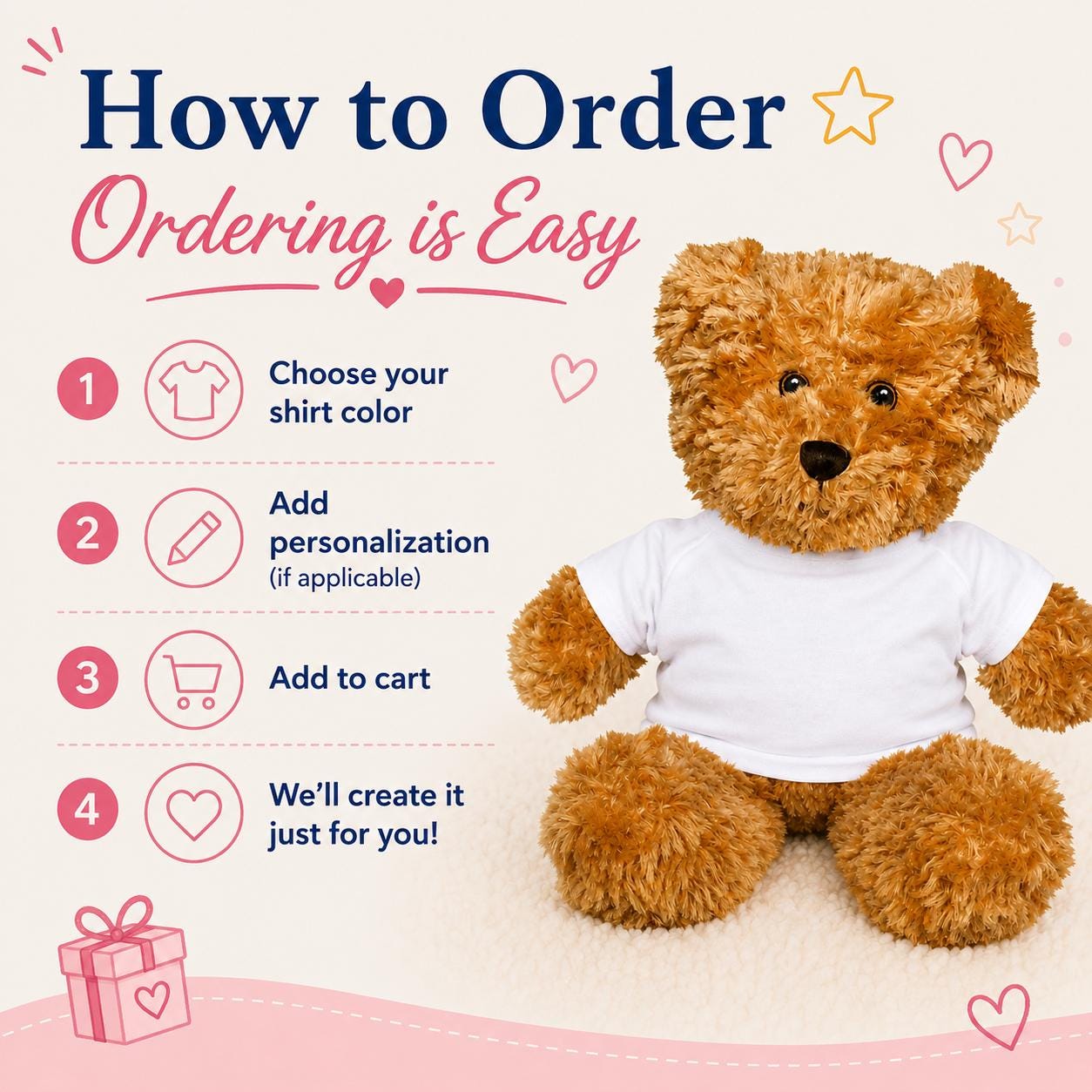 Custom Personalized Stuffed Teddy Bear Gift, Plush Teddy in Tshirt ...