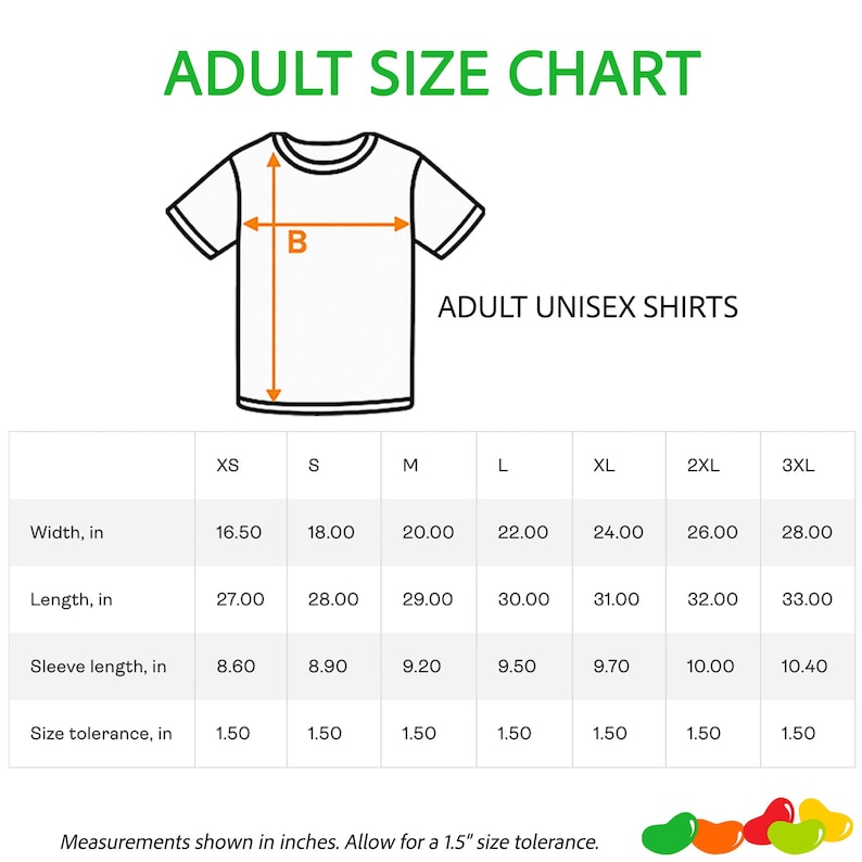 a size chart for a t - shirt with measurements