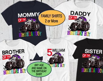 Monster Truck, Matching Family Birthday Shirts, Monster Truck Party, Mommy Daddy Brother Sister, Personalized Shirt, Boys Birthday Shirt