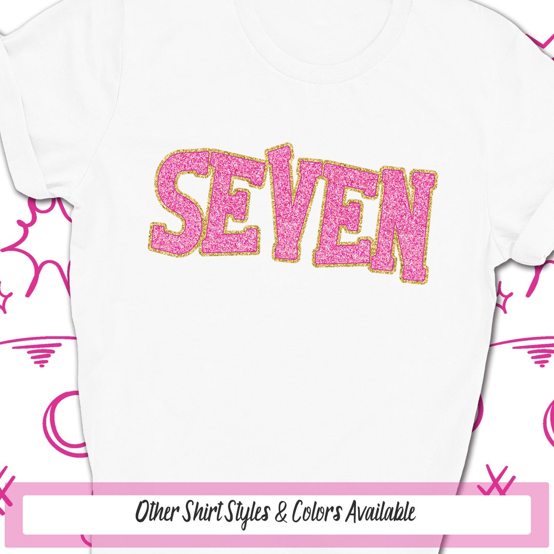 7th Birthday Shirt Girls Kids Gift Gold Hashtag Seven 7