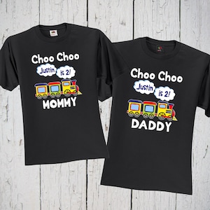 Choo Choo I&#39;m 2, Train Birthday Shirt, Matching Shirts, Mommy Daddy, Train Shirt, Train Party, Choo Choo Train, Personalized Train Shirts