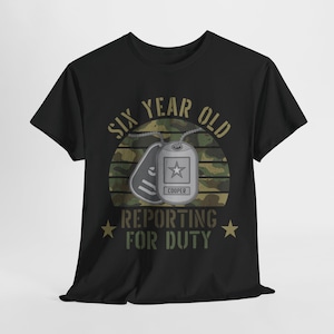 Personalized Military Birthday Party Shirt, Reporting For Duty Kids Birthday Shirt, Dog Tags Camouflage USA Soldier Patriotic Birthday Gift