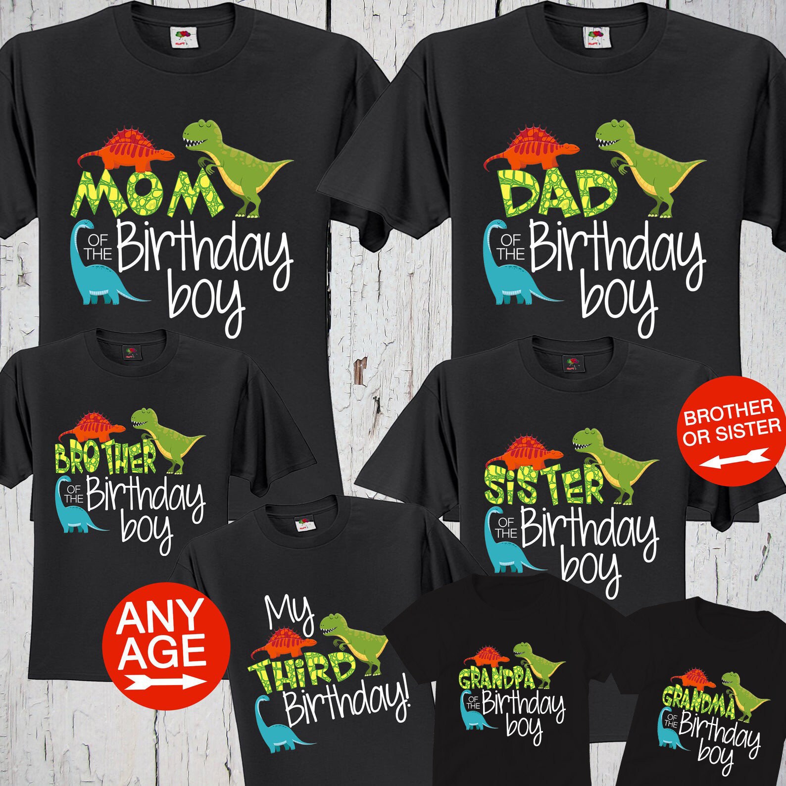 Camisas de cumpleaños de dinosaurios juego de 7 camisetas - Etsy México