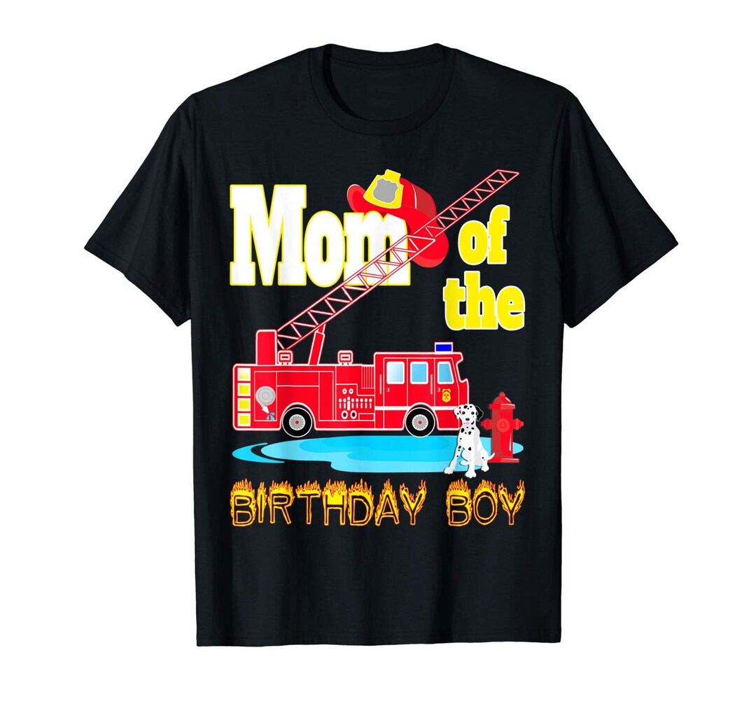 Mom of the Birthday Boy Fire Truck Shirt, Fireman Hat, Fireman Birthday