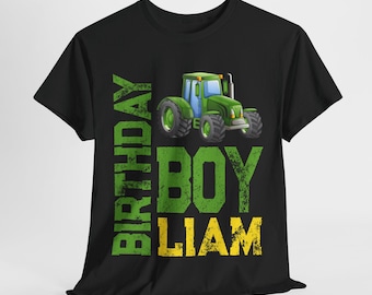 Birthday Boy Green Tractor Shirt For Kids, Personalized Farm Birthday Tee With Name, Green Tractor Party Shirt Gift For Toddler Or Child