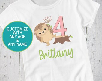 Hedgehog Birthday Shirt, Personalized Shirt, Hedgehog Gifts, Woodland Birthday, Hedgehog T-Shirt, Cute Hedgehog, Forrest Animal,