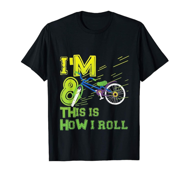 Kids This Is How I Roll Birthday Bicycle Party Bike T-Shirt All Ages 1 2 3 4 5 6 7 8 9 10 11 12 Years Old image 1