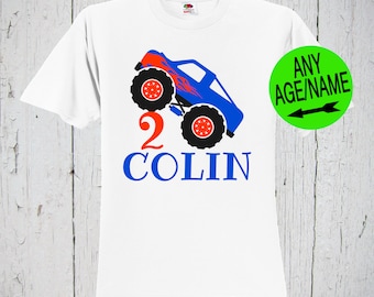 Monster Truck Personalized Birthday Shirt, Truck Birthday Shirt, Monster Truck Shirt, Monster Truck Bday, 2nd Birthday, Second Birthday