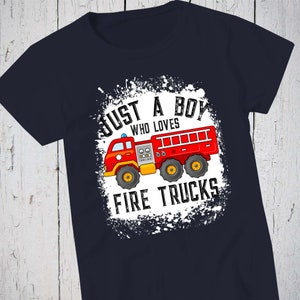 Printed Jersey Shirt - Dark blue/fire truck - Kids