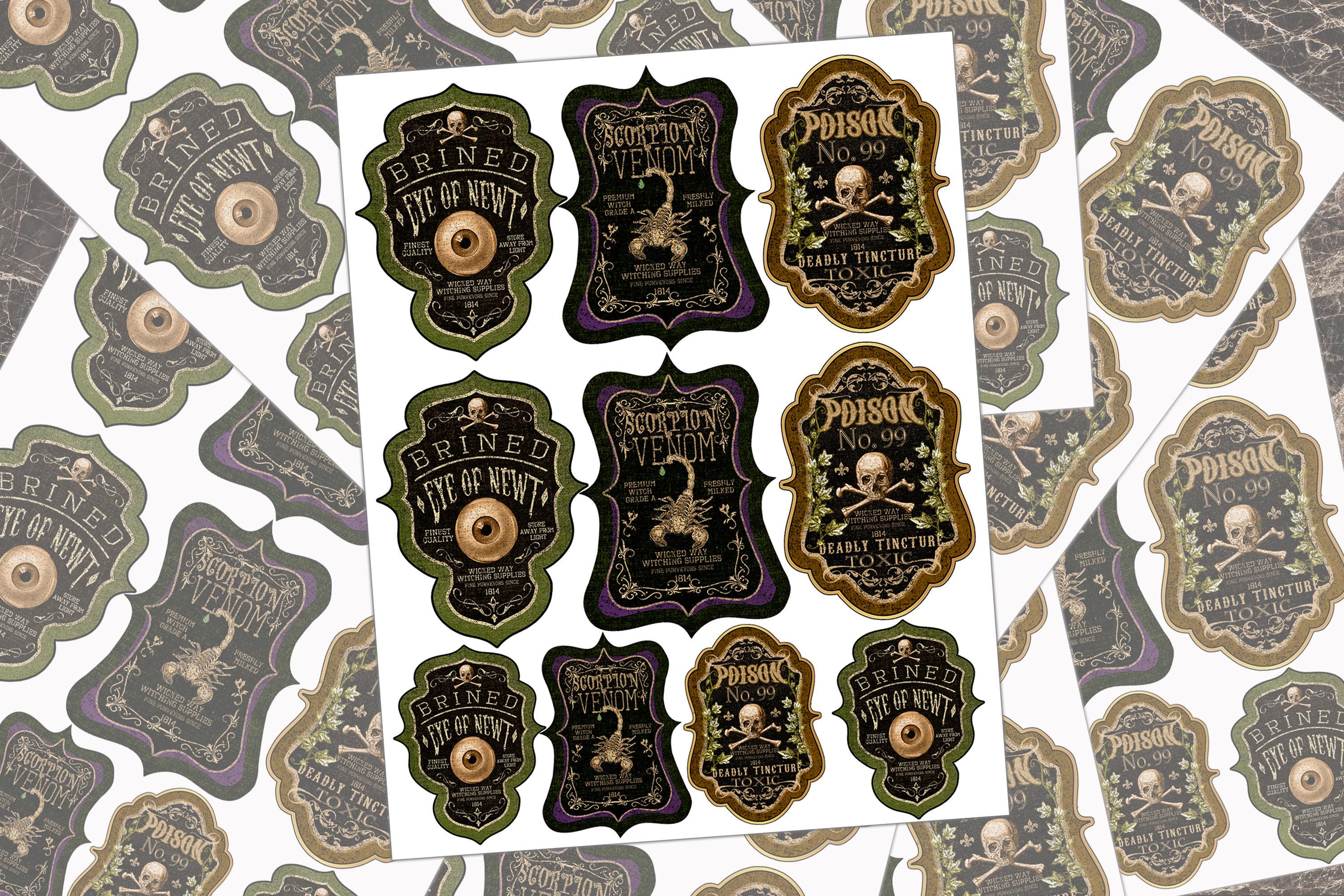 Apothecary Stickers 2, Sticker Sheet, Halloween Favor Tags, Halloween ...