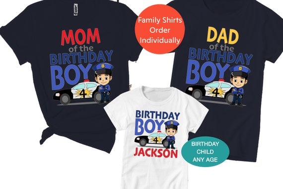 Police Car Mom Of The Birthday Boys T-Shirt Police Car Mom Of The Birthday Boys T-Shirt